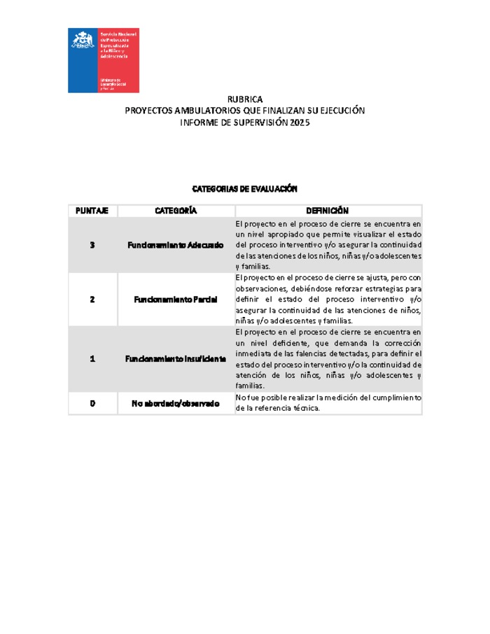 Rúbrica ambulatorio cierre 2025