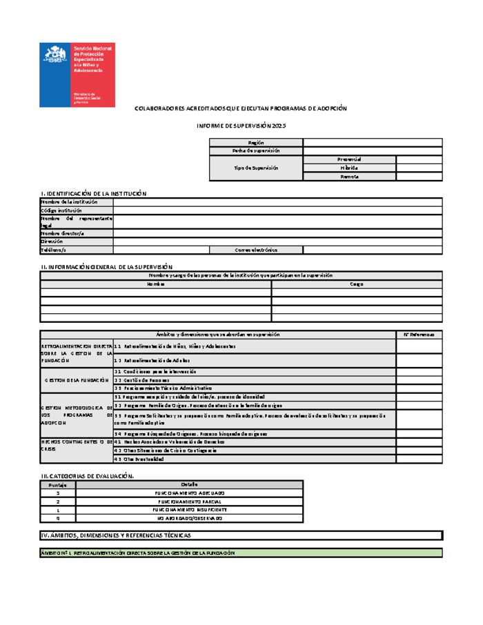 Informe Supervisión colaboradores ejecutores de programas de adopción 2025