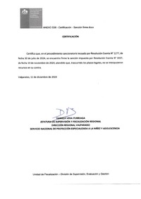 Resolución Exenta N* 1937y certificación firme Amonestación REM Punta Tralca- Fundación Aldea Niños Cardenal  Raul Silva Henriquez