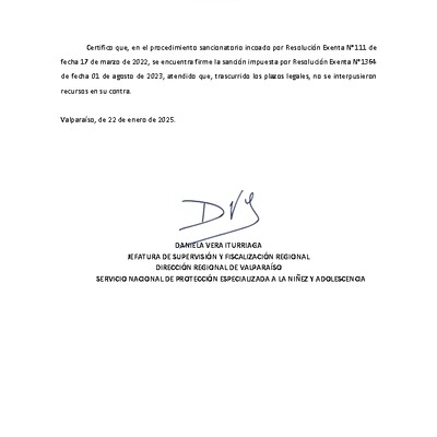   REX 1364-2023 y Cert. firme 22-01-2025_ Amonestación Escrita_Terciarios Capuchinos_FAE Petorca_Valparaíso