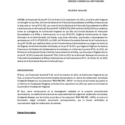 Sanción Firme- Fundación Creeser- RVA Antú