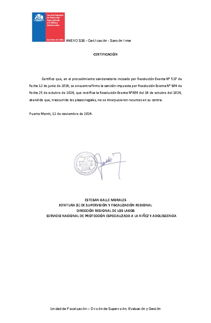 Sanción Firme- ONG Proyecta - PPF HUIHUEN