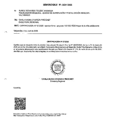 Sanción Firme- Corporación Municipal Desarrollo Social Villa Alemana- REM Hogar de la niña Adolescente
