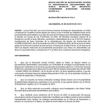 Sanción Firme- Sociedad Juntos E.V - RPM Hogar Campo los Espinos