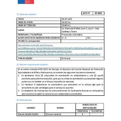 Acta Sesión N°5-2025 Consejo de Expertos