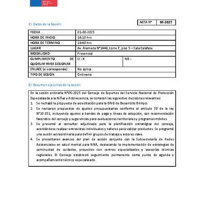 Acta Sesión N°6-2025 Consejo de Expertos