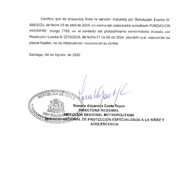 Sanción Firme - Fundación Prodere - DCE Tikums