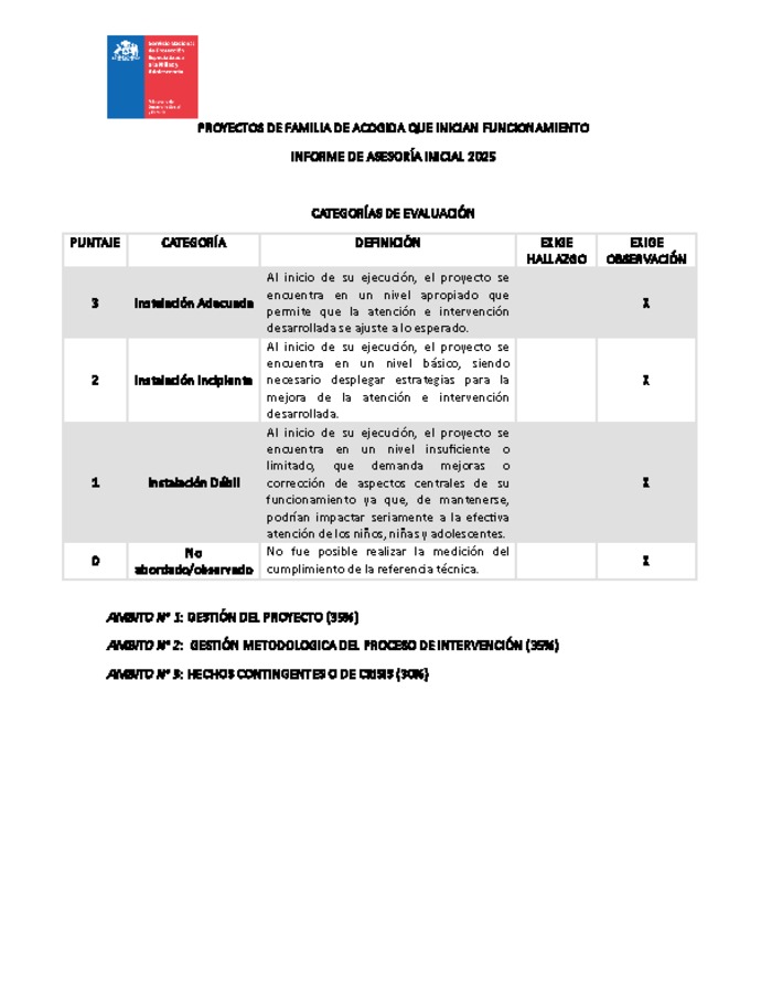 Informe Familias de Acogida Especializadas: asesoría inicial 2025