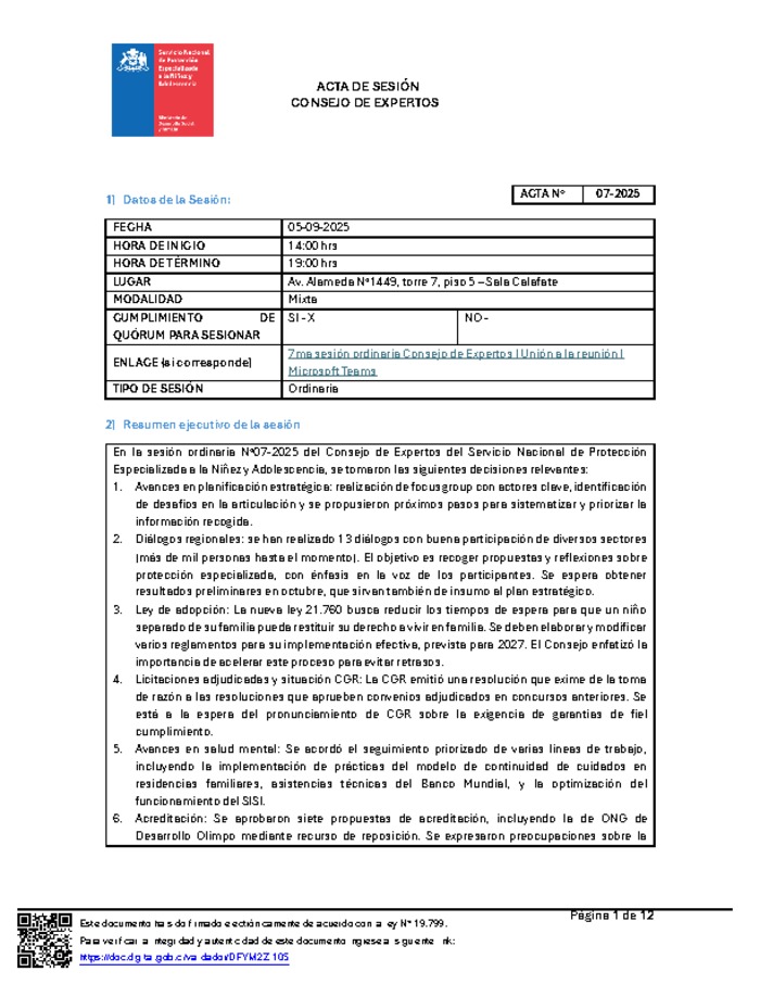 Acta Sesión N°7-2025 Consejo de Expertos