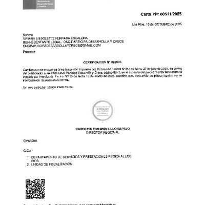 Sanción firme- ONG Participa Desarrolla y Crece (PADECRE)- REM PER CASA VALDIVIA M