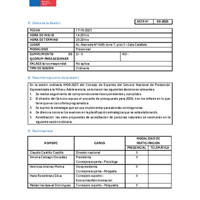 Acta Sesión N°8-2025 Consejo de Expertos