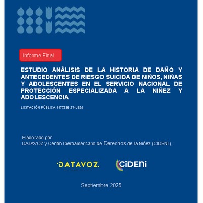 Estudio de análisis de la historia de daño y antecedentes de riesgo suicida de niños, niñas y adolescentes - Informe final