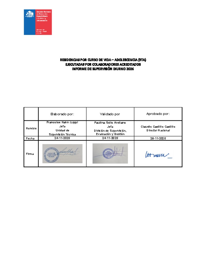 Informe de Supervisión 2026 - Residencias por curso de vida Adolescencia (RTA)