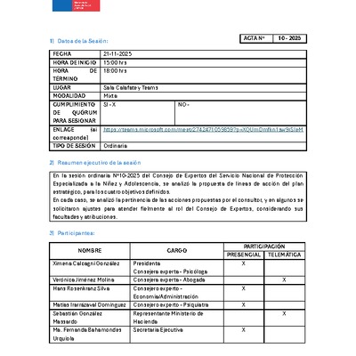 Acta Sesión N°10-2025 Consejo de Expertos