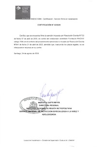 Sanción Firme - Fundación Paicaví - REM PER Hogar de Niñas Quillahua