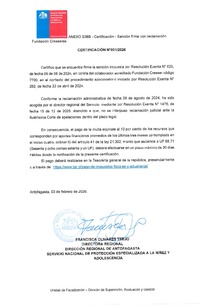 Resolución Exenta N°629 de fecha 24 de octubre de 2025 de la Dirección Regional de Antofagasta, rebajada por Resolución Exenta N°1476, de fecha 15 de diciembre de 2025 de la Dirección Nacional del Servicio, declarada firme por Certificación N° 1 del 03 de febrero de 2026, de la Dirección Regional de Antofagasta.