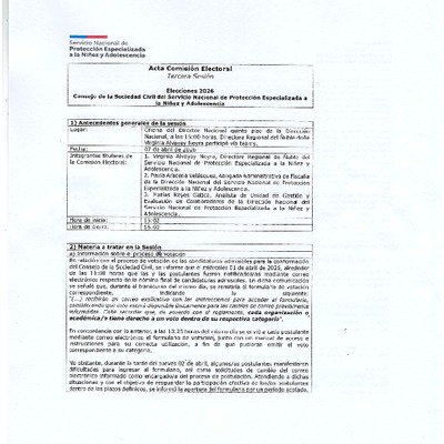 Acta preliminar de puntajes de candidaturas