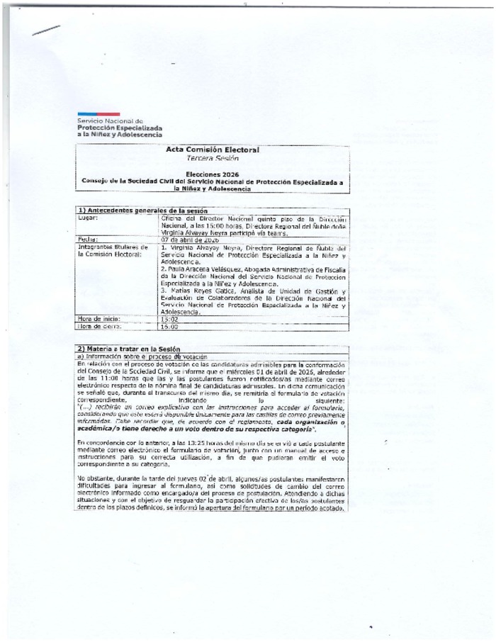 Acta preliminar de puntajes de candidaturas