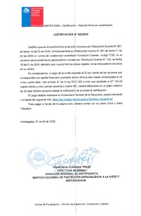 Resolución Exenta N°287 de fecha 10 de marzo de 2026 de la Dirección Regional de Antofagasta,  declarada firme por Certificación N°2 del 07de abril de 2026, de la Dirección Regional de Antofagasta.