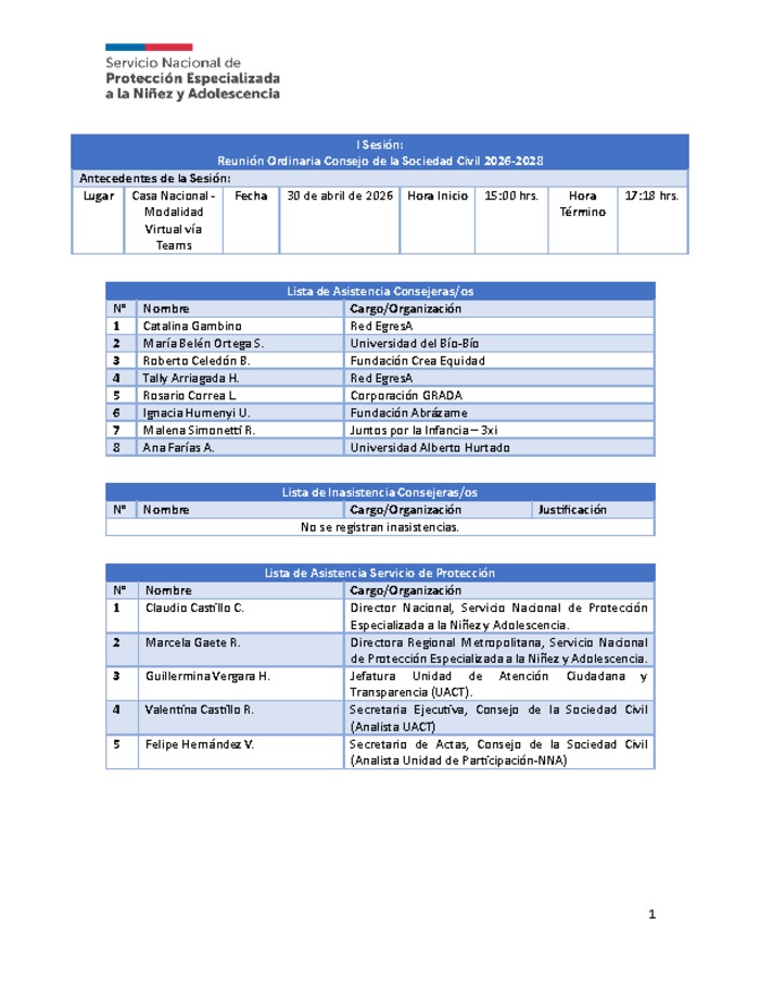 Sesión COSOC N°1