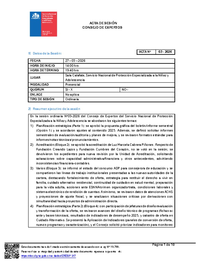 Acta Sesión N°03 - 2026 Consejo de Expertos