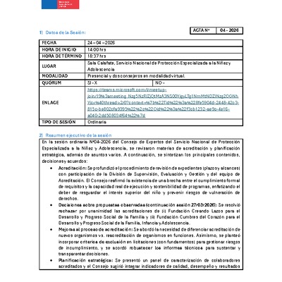 Acta Sesión N°04 - 2026 Consejo de Expertos