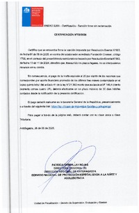 Resolución Exenta N°663 de fecha 01 de junio de 2026, declarada firme por Certificación N°3 de 26 de junio de 2026, ambas de la Dirección Regional de Antofagasta.