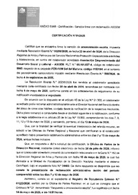 Resolución Exenta N°256, de fecha 22 de abril de 2026, declarada firme por Certificación N°1 del 01 de septiembre de 2026, de la Dirección Regional de Arica.