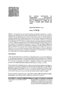Resolución Exenta 134 del 24-03-2023 sanción a O.N.G La Casona De Los Jóvenes