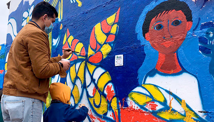 Con creación de un mural y música se celebró el Día de la Niñez en residencia de Coquimbo